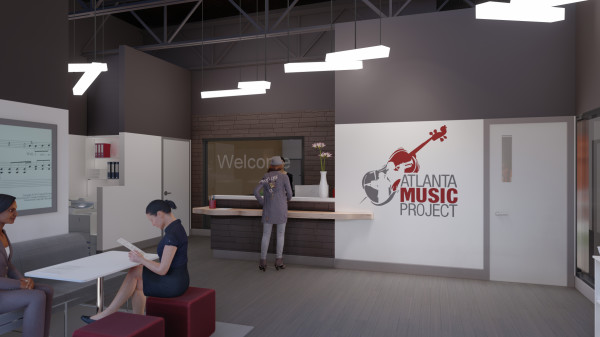 The lobby of the future AMP Center for Performance & Education. 